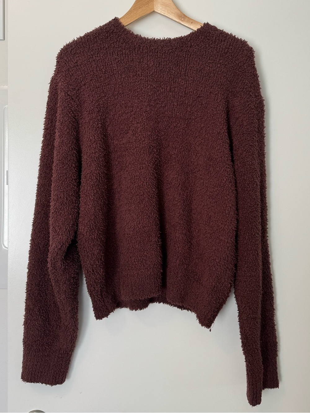 SKIMS Cozy Knit Fuzzy Pullover Sweater S/M Burgundy